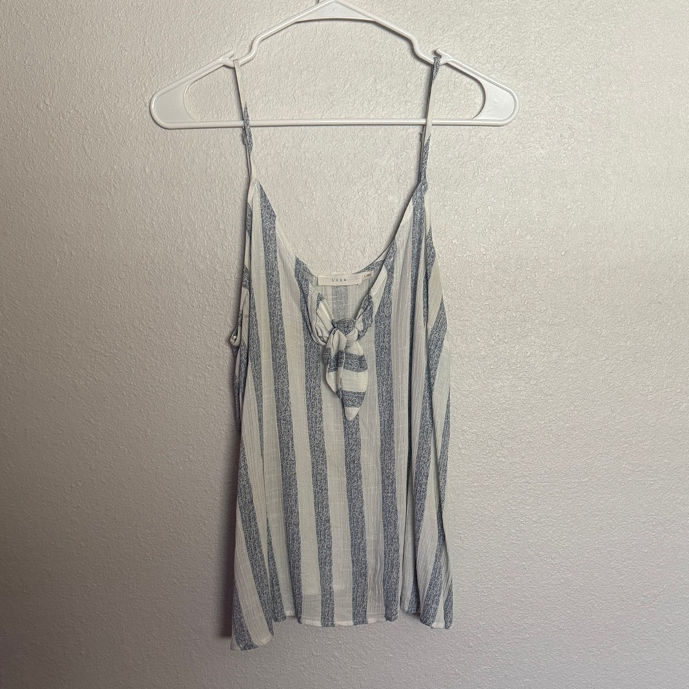 Lush Blue and White Striped Tank Top